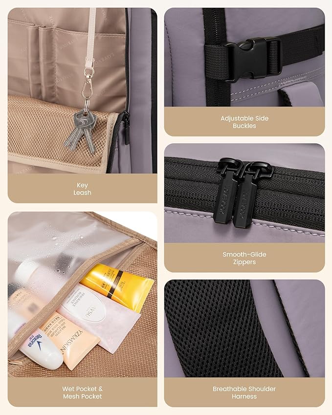 LOVEVOOK Travel Backpack for Women & Men, 50L Large Carry On Backpack Airline Approved, TSA Personal Item Weekender Bag, Water Resistant Laptop Backpacks with 3 Packing Cubes for Travel Essentials