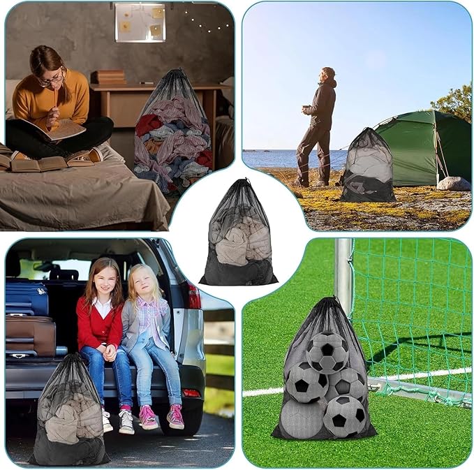 2 Pack Mesh Laundry Bags, 23 x 34 Inches Heavy Duty Mesh Laundry Bag, Large Laundry Drawstring Bag for College, Dorm, Travel, Family and Apartment Dwellers (white)