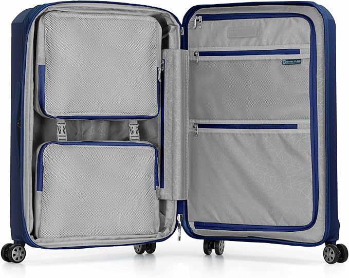 Traveler's Choice Pagosa Indestructible Hardshell Expandable Spinner Luggage, Navy, 26-Inch Medium