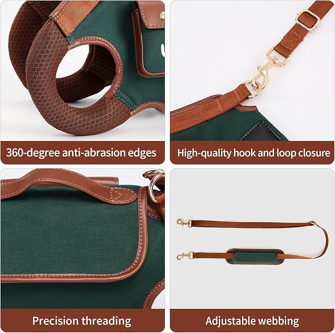 Wakytu Dog Lift Harness Dog Carrier Dog VES Harness Adjustable Dog Leash with Small Puppy Treat Bag（Green,L）
