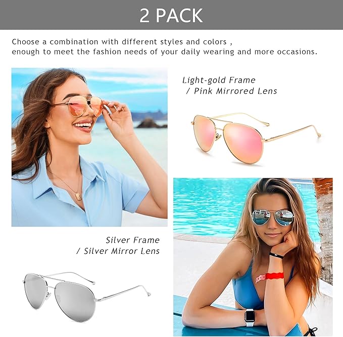 SUNGAIT Women's Lightweight Oversized Aviator Sunglasses - Classic Style Polarized Lens