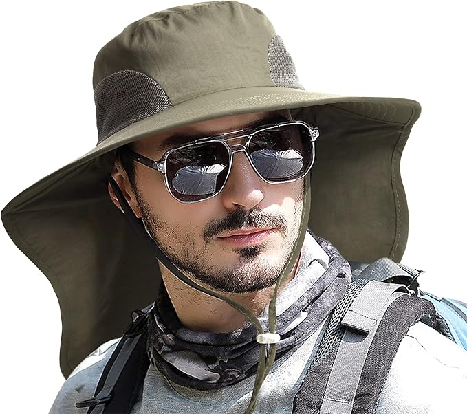Camptrace Sun Hats for Women Men UPF 50+ UV Protection Wide Brim Hiking Fishing Hat with Neck Flap