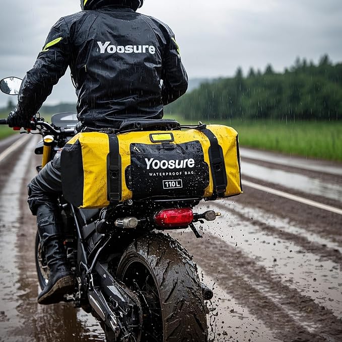 Airtight Zipper Waterproof Duffel Bag 110L- 700D PVC Dry Bag Extra Large Dry Bags with Straps&Handles for Camping Boating Kayaking Rafting Canoeing Gym Beach Car Roof Storage (Yellow)