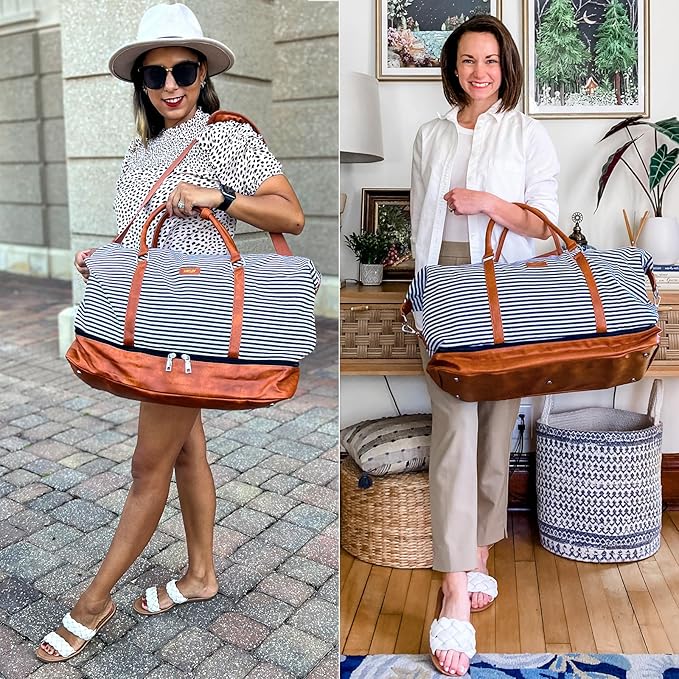 IBFUN Weekender Bags for Women, 21" Weekender Travel Bag, Travel Duffle Bag with Shoe Compartment Carry on Overnight Duffel Bag for Weekend Travel Business Trip