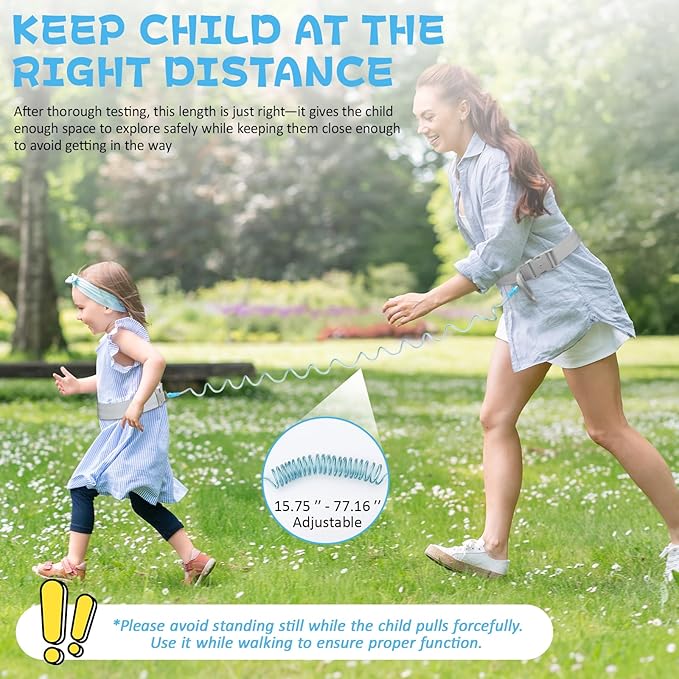 JXM Upgraded Child Waist Harness with Lock for Hands-Free Safety Walking, Adjustable Tether for Outdoor Travel