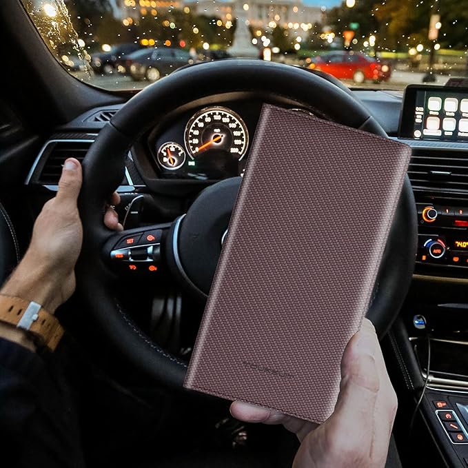 TOURSUIT Car Registration and Insurance Card Holder, Vehicle License Document Glove Box Compartment Organizer, Essential Car Wallet Case for Driver Auto Owners (Carbon Coffee)