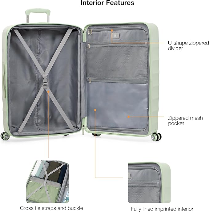 Traveler's Choice Elm Expandable Spinner Luggage Set, Glossy Mint, 29" Checked