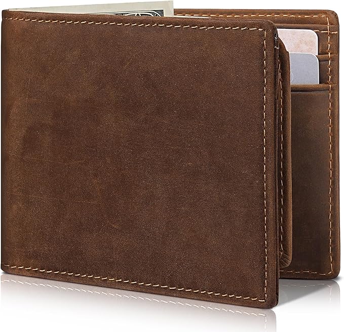 Artpaxy Mens Wallet Bifold Genuine Leather RFID Blocking Wallet for Men with 2 ID Windows 12 Card Holders 2 cash pockets 1 Gift Box