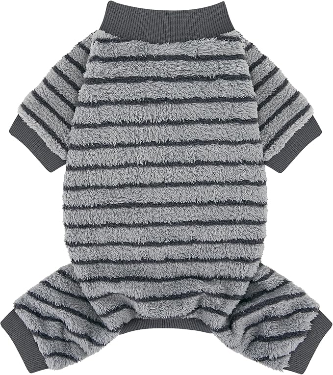 XPUDAC Stripe Dog Sweater Fleece Dog Pajamas Winter Pet Clothes for Small Medium Dogs Girl Boy Doggy Apparel for Cold Weather, 2XL