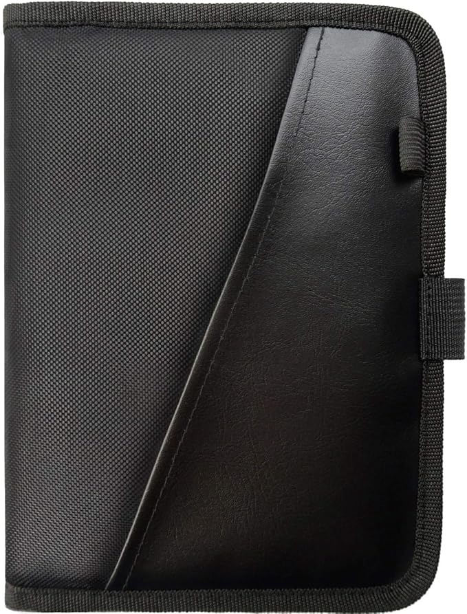 Glove Box Compartment Organizer - Car Document Holder - Owner Manual Case Pouch - Vehicle Storage Wallet for Registration & Insurance Card - Premium Auto Paperwork Holder - Log Book included - Black