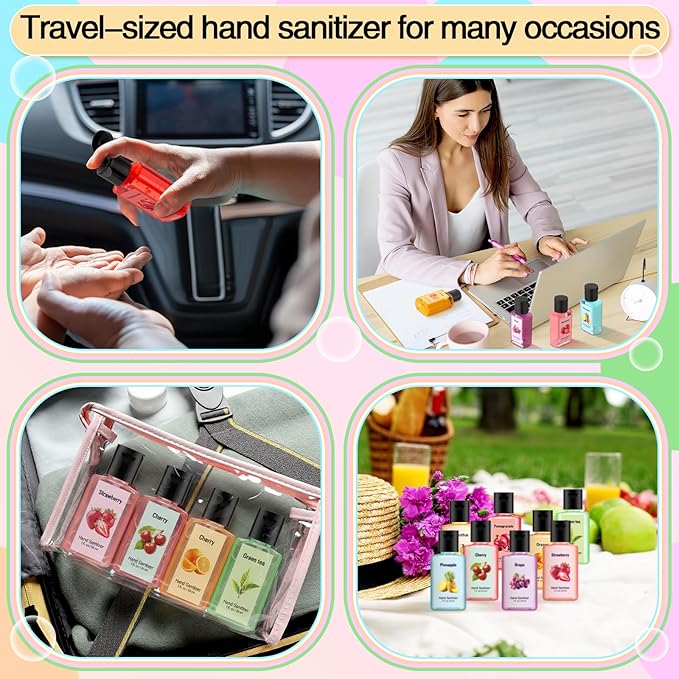 Frienda 24 Pcs Mini Hand Sanitizers Bulk Travel Size 1 Fl oz Scented Hand Sanitizer Pocket for Christmas Stocking Stuffers Women Men Nurse Coworker Teacher Office Gifts Homeless Care Package Supplies