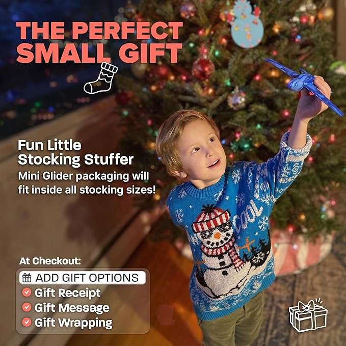 Airplane Toy Foam Glider Plane for Kids - Christmass Gifts for Grandkids - Kids Stocking Stuffers for Boys & Girls - Outdoor Toys & Fun Flying Gliders Easy Throwing Air Planes - Gifts for Age 4 5 6 7+