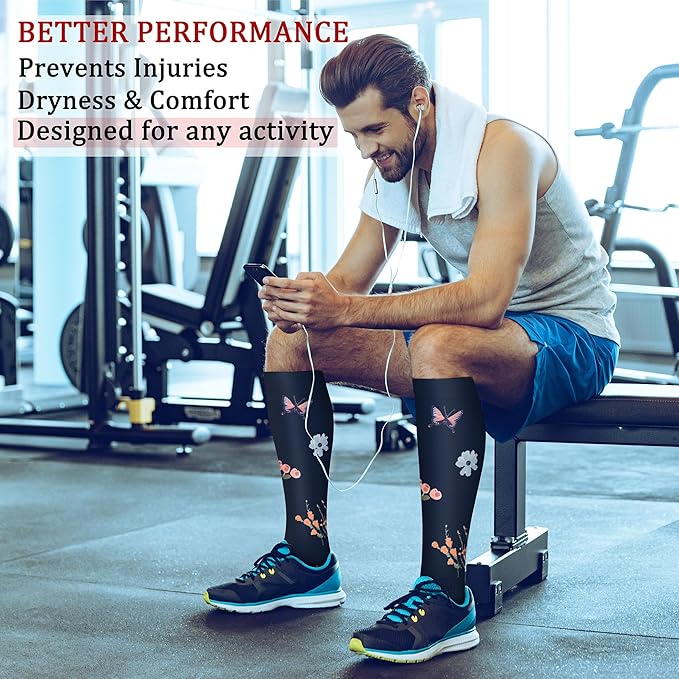 CHARMKING Compression Socks for Women & Men Circulation (8 Pairs) 15-20 mmHg is Best Support for Athletic Running,Cycling