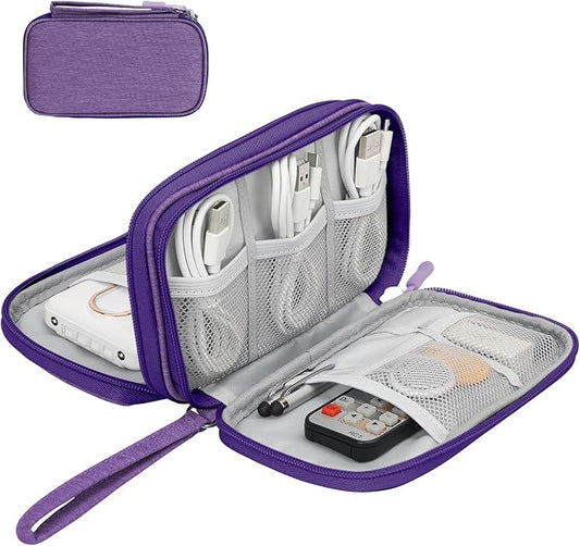 Skycase Electronic Organizer Travel Case - Waterproof Travel Cord Pouches for Organization, Cable Organizer, All-in-One Double Layers Storage Bag for Accessories, Charger, Cable, Purple