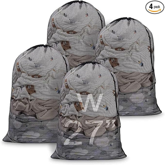 Meowoo Large Mesh Laundry Bag, 27×36inch Heavy Duty Mesh Laundry Bags Drawstring Lockable, Laundry Hamper Liner, Machine Washable, for Travel,Storage, Sports Factories, Dorms, Black 1pcs
