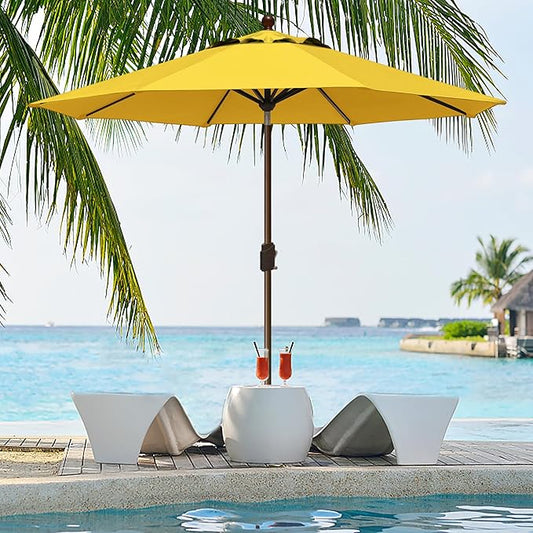 EliteShade USA 10-Year-Non-Fading 9Ft Market Umbrella Patio Umbrella Outdoor Table Umbrella with Ventilation, Sunflower Yellow