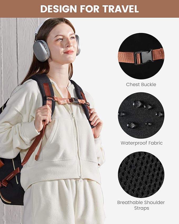 LOVEVOOK 40L Travel Backpack for Women & Men - 17.3 Inch Carry On Backpack & Personal Item Backpack for Airlines, Spacious and Durable Design, with 3 Packing Cubes