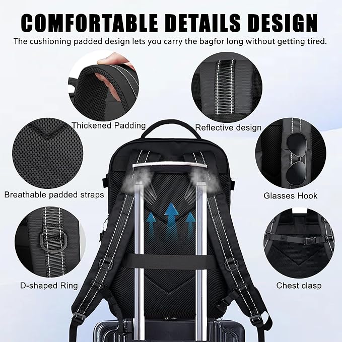 Vacuum Seal Backpack Travel With Pump,60LWater Resistant Business backpack with Waterproof zipper, TSA Friendly,Independent Shoe Compartment - Vacuum Pump Included Carry On Backpacks For Women Men