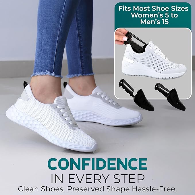 2 Pack Shoe Washing Machine Bag – Reusable Chenille Laundry Shoe Bag for Washing Machine/Dryer with Adjustable Shoe Trees, Deep Clean Protection for Sneakers, Tennis Shoes, Men & Women