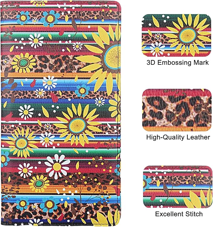 Premium Car Registration & Insurance Card Holder with Magnetic Shut, Vehicle Glove Box Car Organizer - For Documents, Cards, License (Sunflower A)