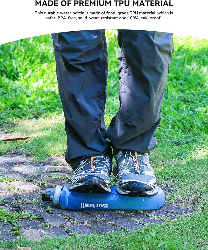 1.0L Collapsible Water Filter Bottle, BPA-Free Ultralight & Durable Squeeze Bottle with 42mm Filter Cap Cartridge, Filtered Water Bottle for Camping, Hiking, Backpacking, Survival & Travel