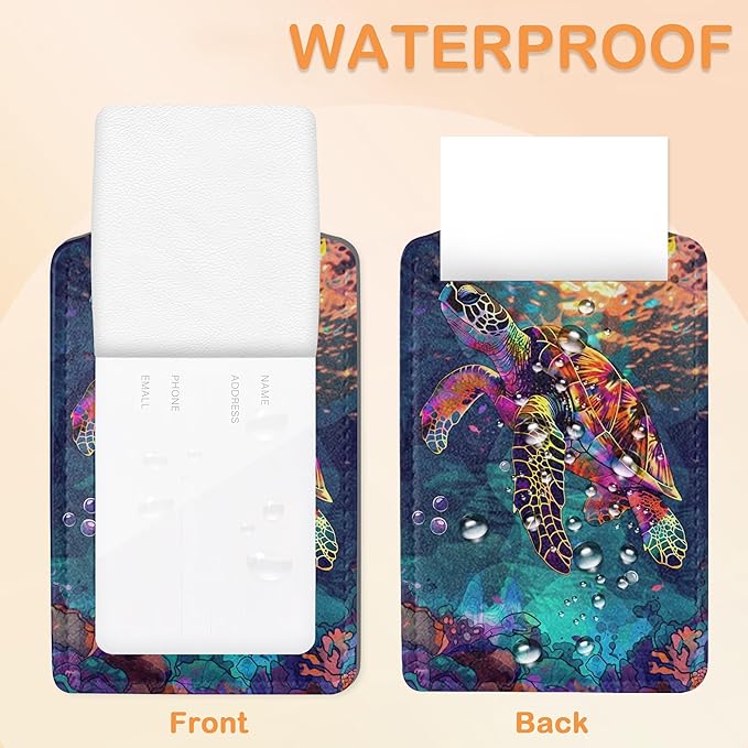 Colorful Turtle Shark 3 Pack PU Leahter Luggage Tag with Stainless Steel Loop, Cute Dolphin Jumping Sunset Travel Suitcase Labels with Privacy Cover ID Label Quickly Spot for Bags