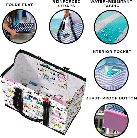 SCOUT Original Deano Tote Large - Durable Lightweight Open Top Beach, Pool & Lake Bag, Inside Zip Pocket, Folds Flat