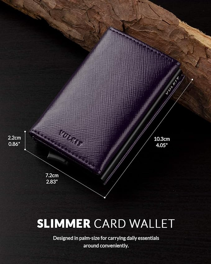 VULKIT Pop up Wallet Minimalist Cash Wallets RFID Blocking Leather Smart Credit Card Holder with Magnetic Closure for Men