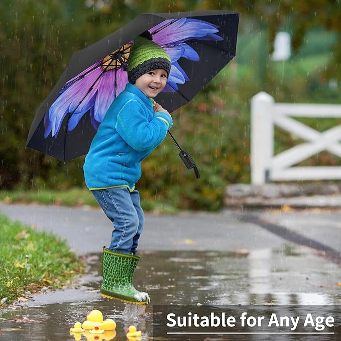 Seniny Windproof Travel Umbrella, Automatic Umbrellas for Rain, Portable & Compact Umbrellas for Backpack, Strong UV for Protection, Folding Small Sun Umbrella for Car, Walking