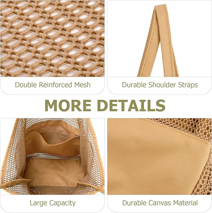 Iioscre Mesh Beach Tote Bags for Womens, Causal Hobo Pool Bags for Swimming Pools Vacations Beach Essentials