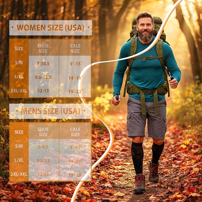 Graduated Compression Socks for Women&Men 20-30mmhg Knee High Socks Travel Hiking Running Stocking