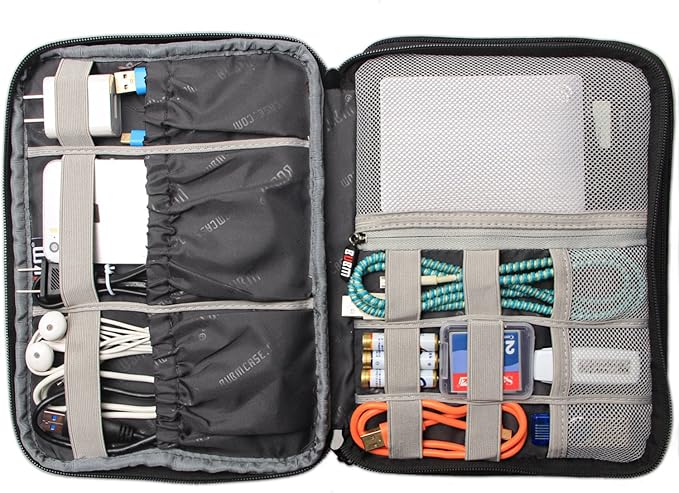BUBM Electronic Accessories Organizer, Travel Gadget Bag for Cables, Dark Blue