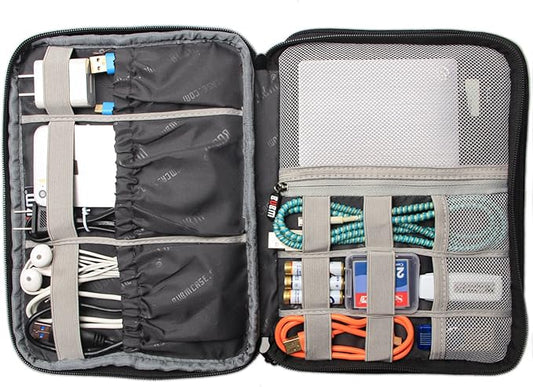BUBM Electronic Accessories Organizer, Travel Gadget Bag for Cables, Black