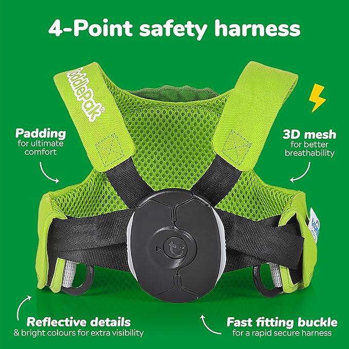 Trunki Toddler Leash - Fuss Free Toddler Walking Reins & Kids Safety Harness | Baby Leash for Kids – Dudley Dinosaur (Green)