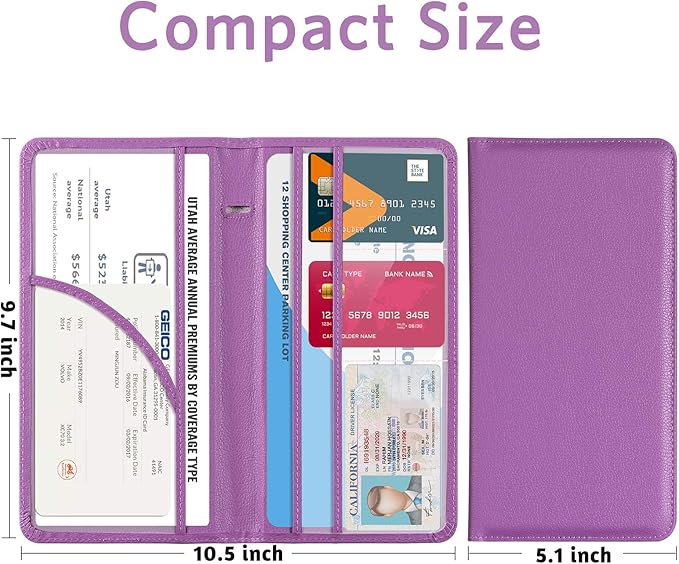 CoBak Car Registration and Insurance Holder - Vehicle Glove Box Car Organizer,Auto Truck Comparment Accessories Case with Magnetic Closure for Essential Document,Driver License,Cards