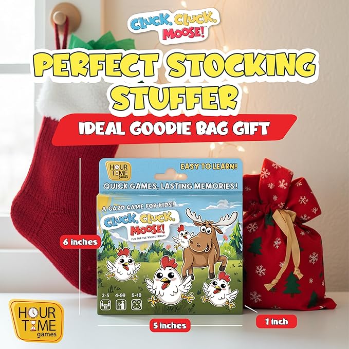 Hour Time Games Cluck Cluck Moose – Hilarious Animal-Themed Card Game for a Fun Family Game Night, Family Games for Kids & Families, Reunion Gift Ideas, Stocking Stuffer & Goodie Bag Gift for Ages 4+