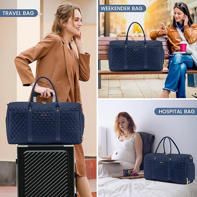 LOVEVOOK Travel Duffle Bag,Weekender Bags for Women Overnight Bag with Shoe Compartment, Carry on with Toiletry Bag,Duffel Bag with Wet Pocket,Hospital Bags for Labor and Delivery