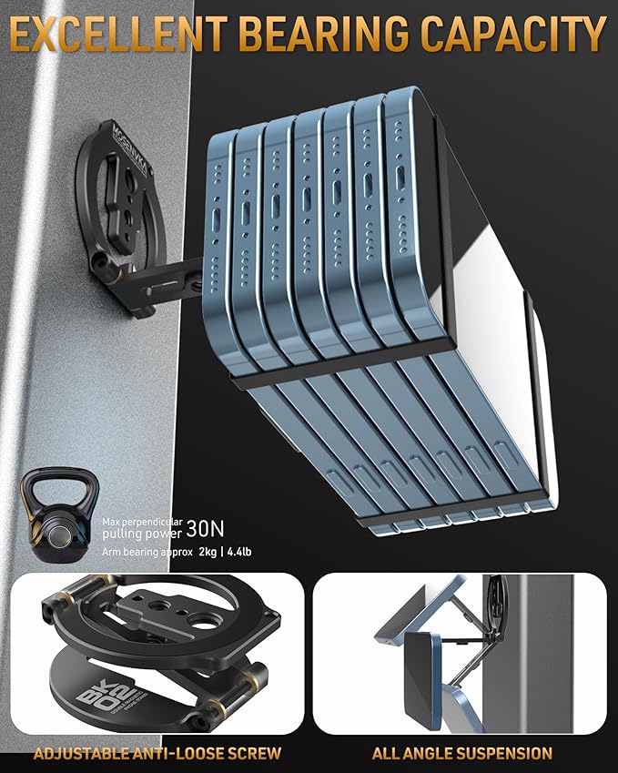 Dual Magnetic Phone Stand Holder Double Magnetic Phone Holder Ultrathin Foldable 1/4" Screw Tripod Mount for iPhone 16 15 14 13 12 Pro Max Plus Gym Magnet Phone Stand (Black)