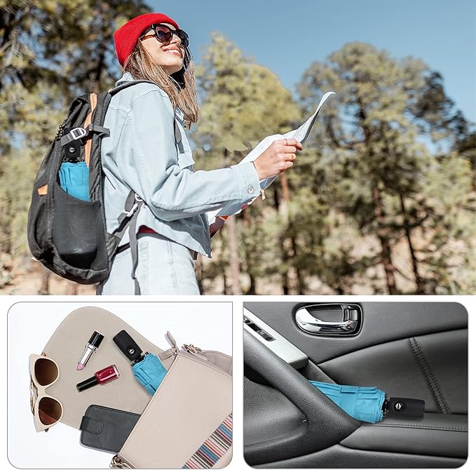 ZOMAKE Travel Umbrella Compact - 10 Ribs Portable Collapsible Umbrellas for Rain Windproof - Paraguas Automatic Small Folding Umbrella Lightweight Packable Umbrella for Women Men