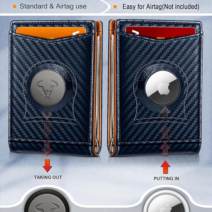 BULLIANT Men Wallet Airtag&Standard Use,Slim Front Pocket Wallet Money Clip for Gifg Men RFID Blocking 11Cards