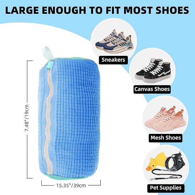 2Pcs Shoe Washing Machine Bag, Quick & Easy Cleaning, Laundry Shoe Bag for Washer and Dryer, Cleaning Bag for Sneaker & Most Shoe Types and Sizes (Blue)