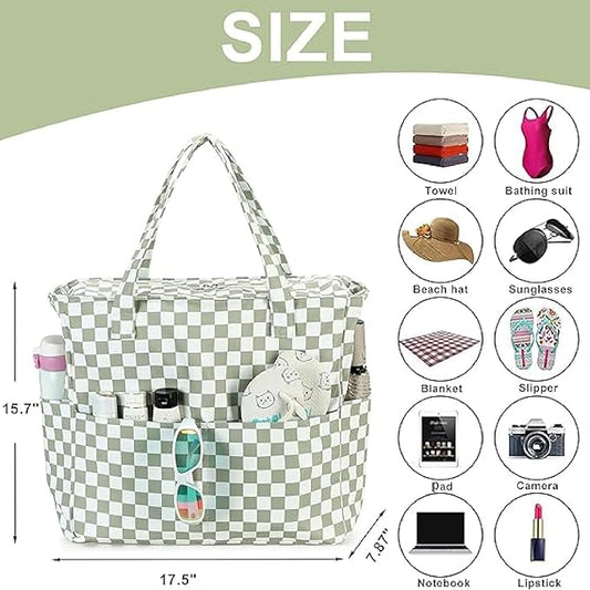 Bluboon Waterproof Beach Tote Pool Bags for Women Ladies Extra Large Carry On Bag With Wet Compartment for Weekender Travel