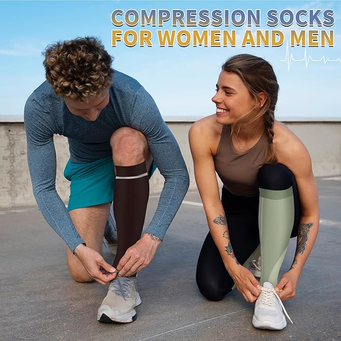 Graduated Copper Compression Socks for Men & Women Circulation 8 Pairs 15-20mmHg - Best for Running Athletic Cycling