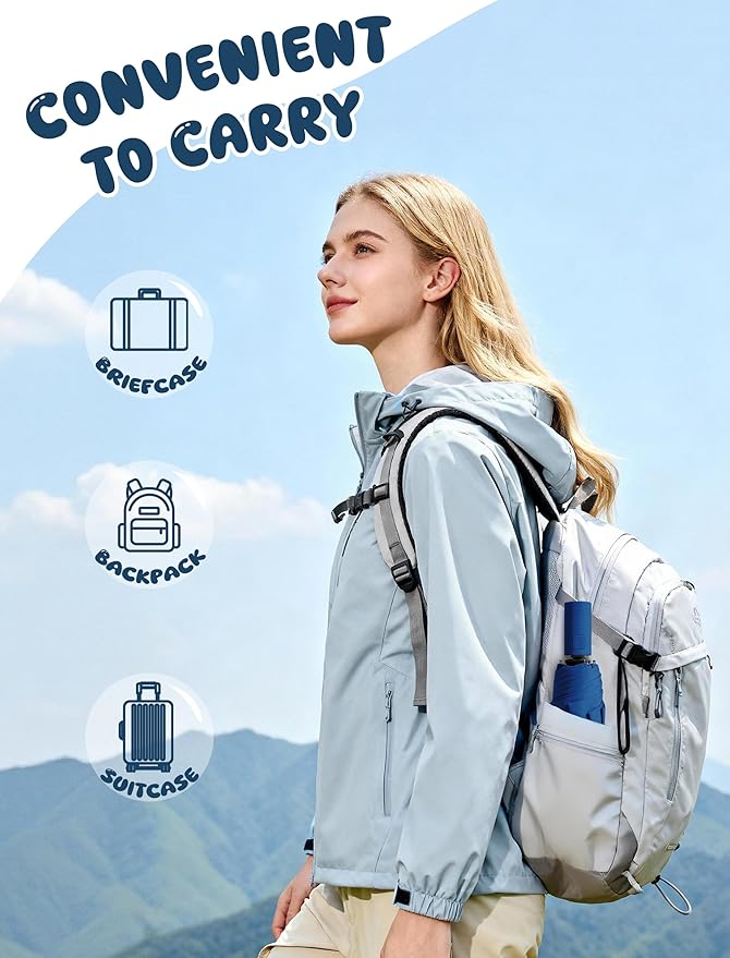 Yoobure Automatic Travel Umbrellas for Rain - Portable & Compact Umbrella for Backpack, Car, UV Umbrellas for Sun Protection, Windproof Folding Small Umbrella in Macaron for Kids, Women, Colorful