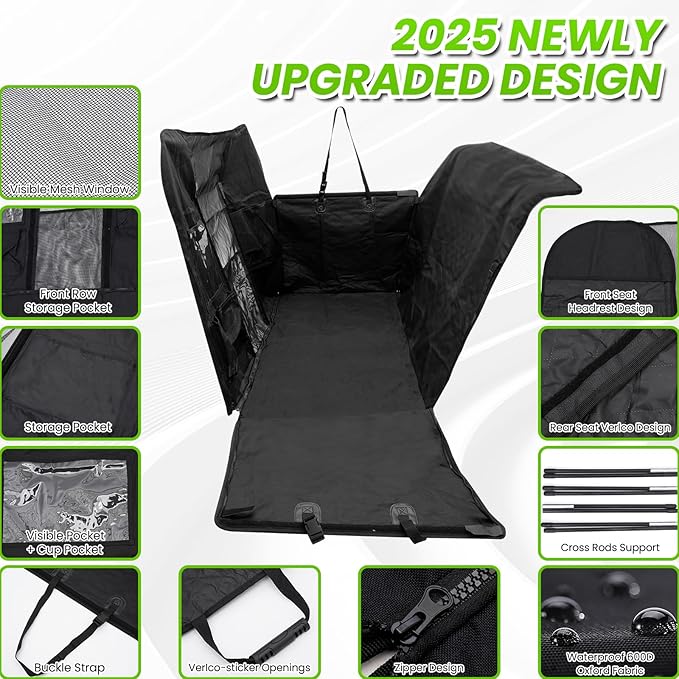 Shademax Dog Car Seat Cover for Back Seat, Backseat Dog Cover for Toyota RAV4 2013-2025 2026/Honda CRV 2017-2022 Accessories, Waterproof Oxford Pet Hammock for Car SUV Seat Protector with High Barrier