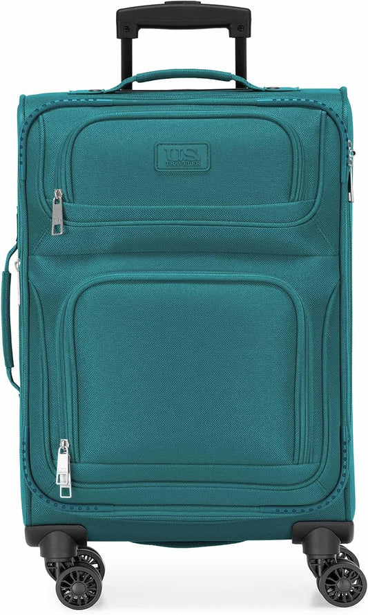 U.S. Traveler Rio Lightweight Softside Rolling Carry-on Suitcase, 4-Wheel Single, Teal
