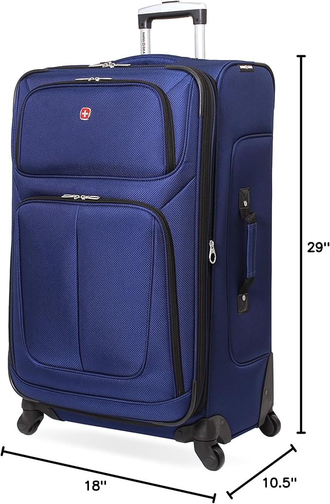 SwissGear Sion Softside Expandable Luggage, Blue, Checked-Large 29-Inch