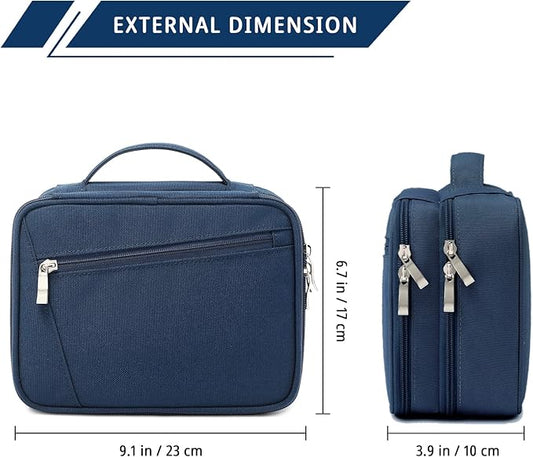 mygreen Electronics Travel Organizer, Watreproof Electronic Accessories Case Portable Double Layer Cable Storage Bag for Cord, Charger, Flash Drive, Phone, Ipad Mini, SD Card, Gifts for Him Blue