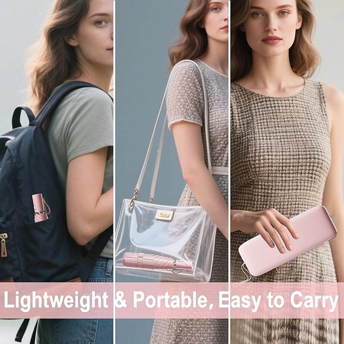 Automatic Mini Travel Windproof Folding Umbrella - UV Protection, Instant Open/Close for Rain/Sun, Small Compact Lightweight Design Fits in Tote Bag/Travel Case/Backpack for Commute, Women & Men