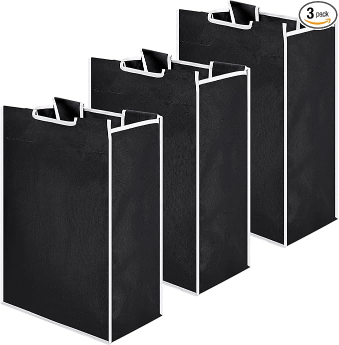Bonuci 3 Pcs Laundry Sorter Replacement Bags Hamper Cart Removable Replacement Laundry Storage Organizer Bag Hamper Liner, No Hooks 14.76 x 8.66 x 21.65 Inch (Black)